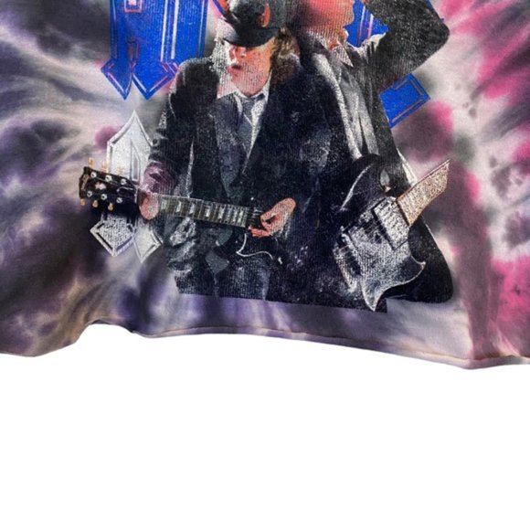 AC/DC Womens Multicolor Tie Dye Crop Band Concert Cotton Shirt M L - Picture 4 of 9